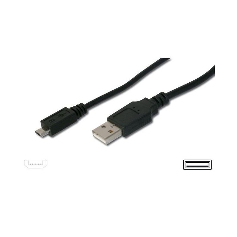 Kabel USB micro B 1m | BLACK