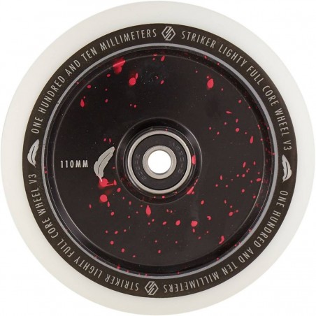 Kolečko STRIKER Lighty Full Core V3 WHITE PU 110mm | 88A | ABEC-9 | BLACK-RED SPLASH