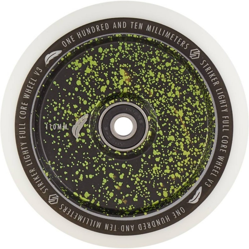 Kolečko STRIKER Lighty Full Core V3 WHITE PU 110mm | 88A | ABEC-9 | BLACK-GREEN SPLASH
