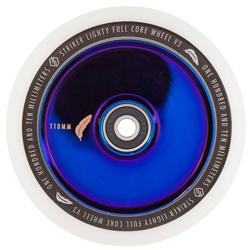 Kolečko STRIKER Lighty Full Core V3 WHITE PU 110mm | 88A | ABEC-9 | BLUE CHROME