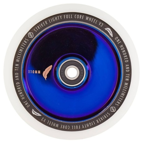 Kolečko STRIKER Lighty Full Core V3 WHITE PU 110mm | 88A | ABEC-9 | BLUE CHROME