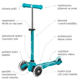 Mini koloběžka MICRO Deluxe LED | AQUA
